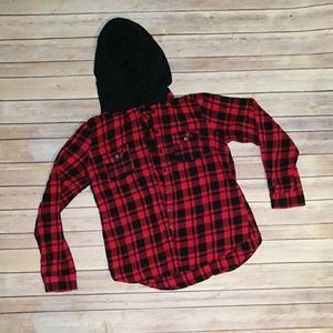 Hooded flannel shirt